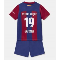 Barcelona Vitor Roque #19 Hjemme Trøje Børn 2023-24 Kortærmet (+ Korte bukser)